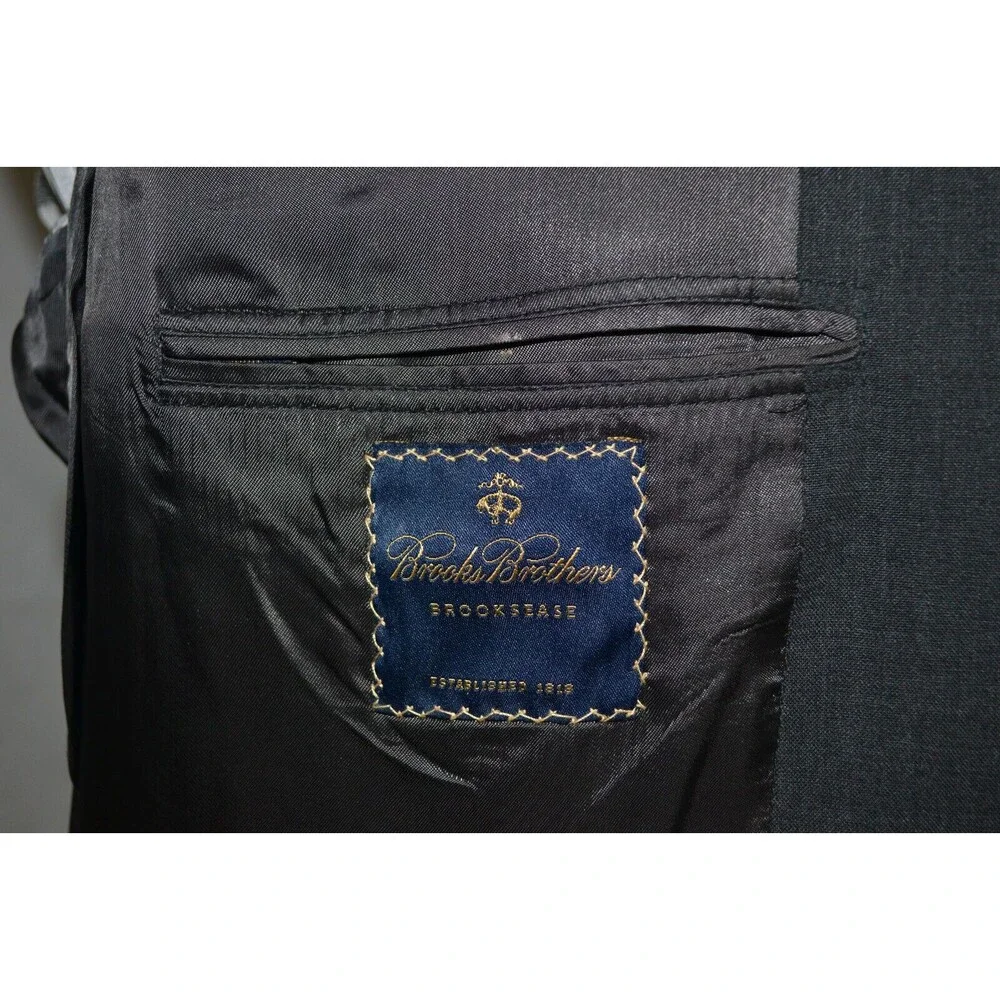 Brooks Brothers Brooksease Wool Blazer Dark Charcoal Gray Sport Coat Sz 44R USA‎